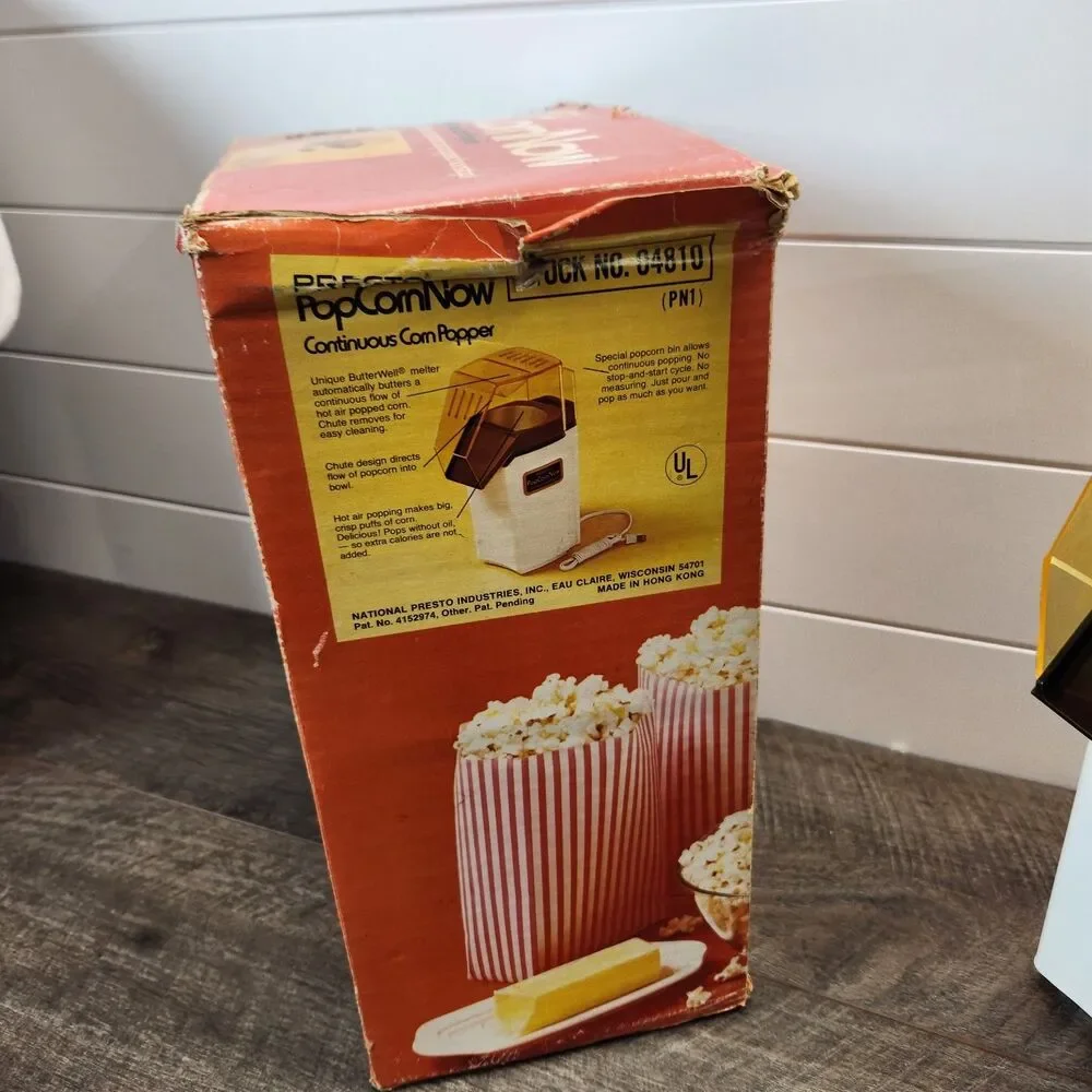Vintage 1978 Presto PopCornNow Continuous Corn Popper Hot Air Popper 04810 WORKS